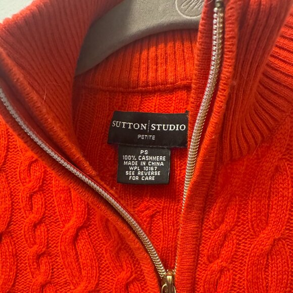 Sutton Studio 100% Cashmere Full Zip Cable-knit Sweater - Picture 3 of 5